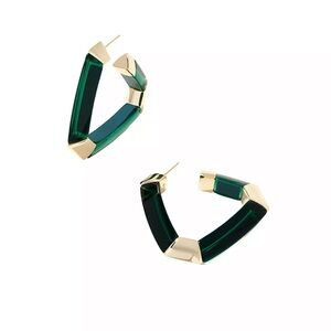 NWT Kendra Scott emerald green Arden 14K Gold-Plated & Resin Hoop Earrings